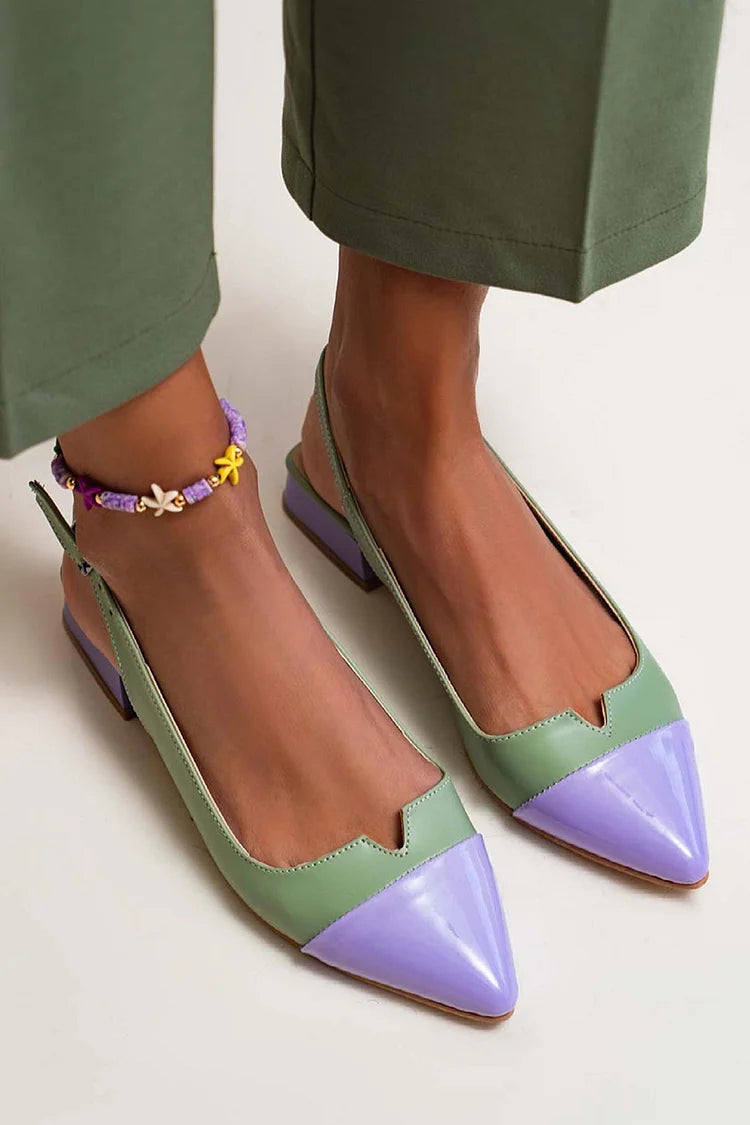 Alva – Spetsig slingback-ballerina med color block