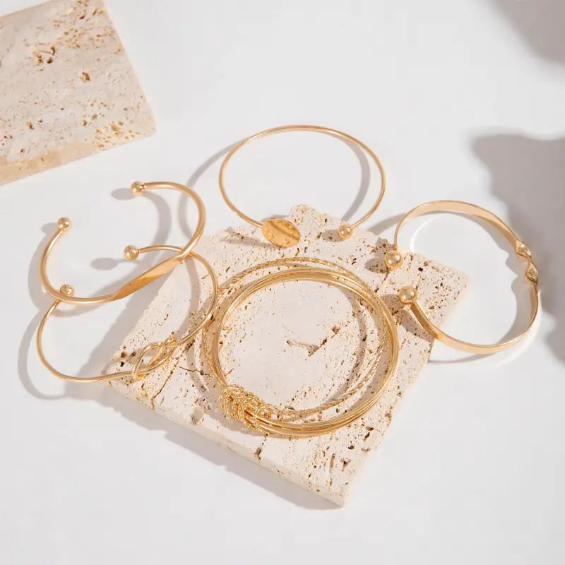 Sophisticated Knot-Elegance Gold Bracelet Set
