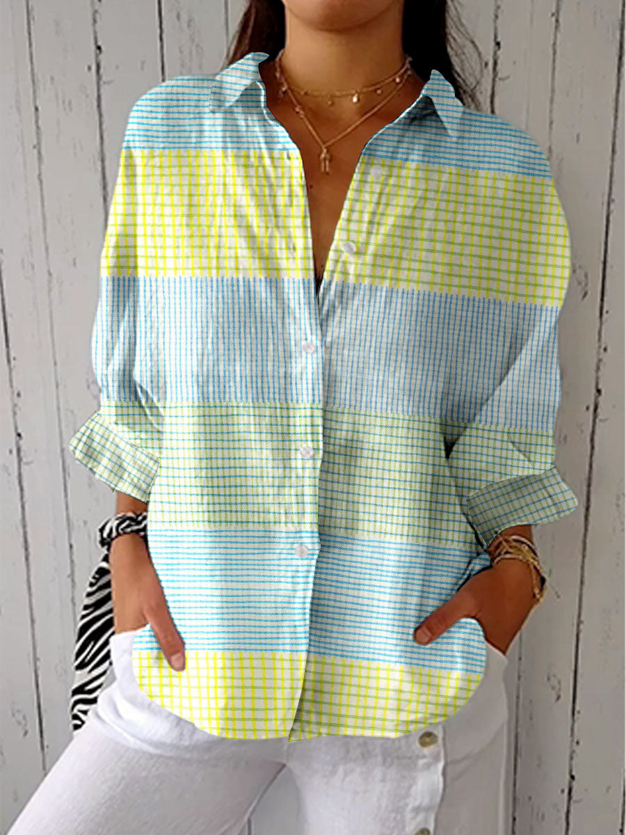 Filippa – Pastellrutig blus med avslappnad passform