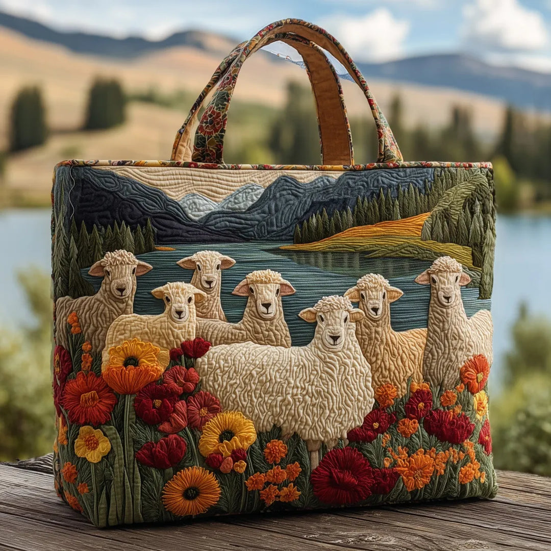 Marta – Vadderad tote med broderat fårmotiv
