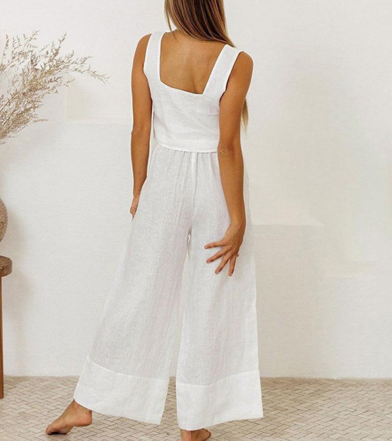Milena - Minimalistisk topp och vida byxor set