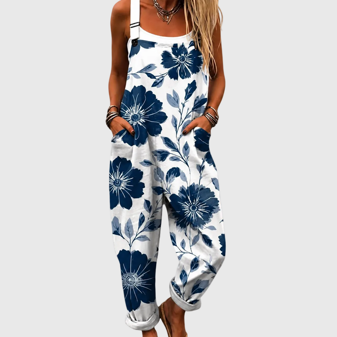 Sonja – Blommig overall med vida ben