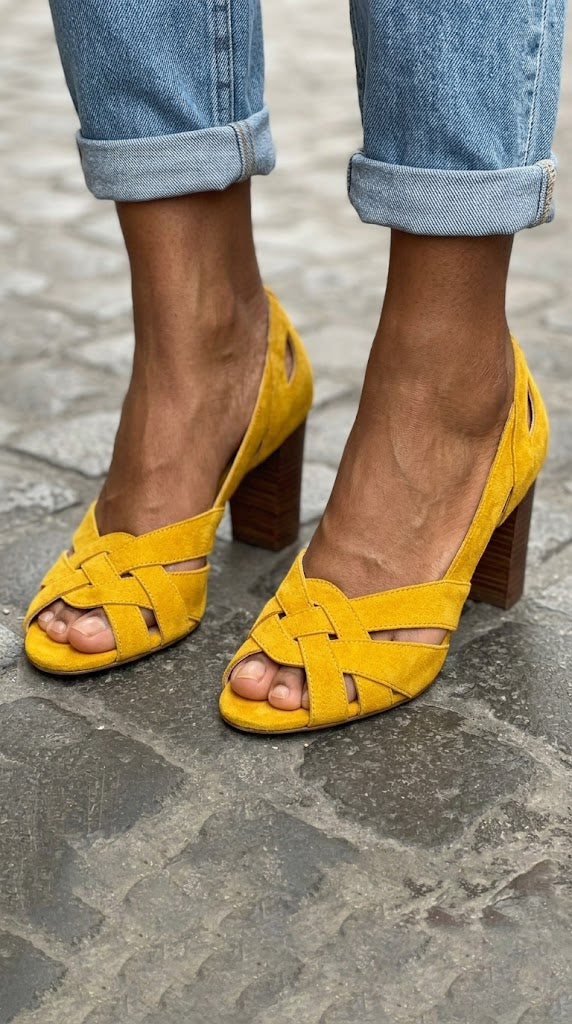 Asta – Flätad peep toe med blockklack