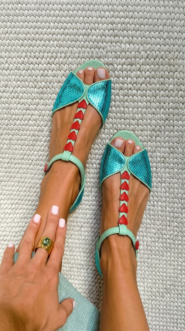 Ylva – Peep toe-sandaler med hjärtdetaljer