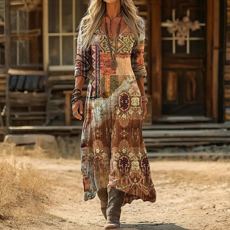 Vivi – Boho maxiklänning med orientaliskt mönster
