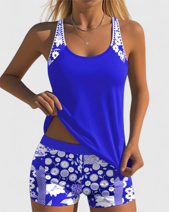 Lilly – Sportig tankini med blommigt mönster