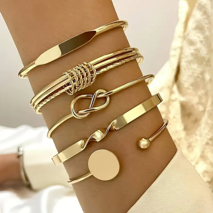 Sophisticated Knot-Elegance Gold Bracelet Set