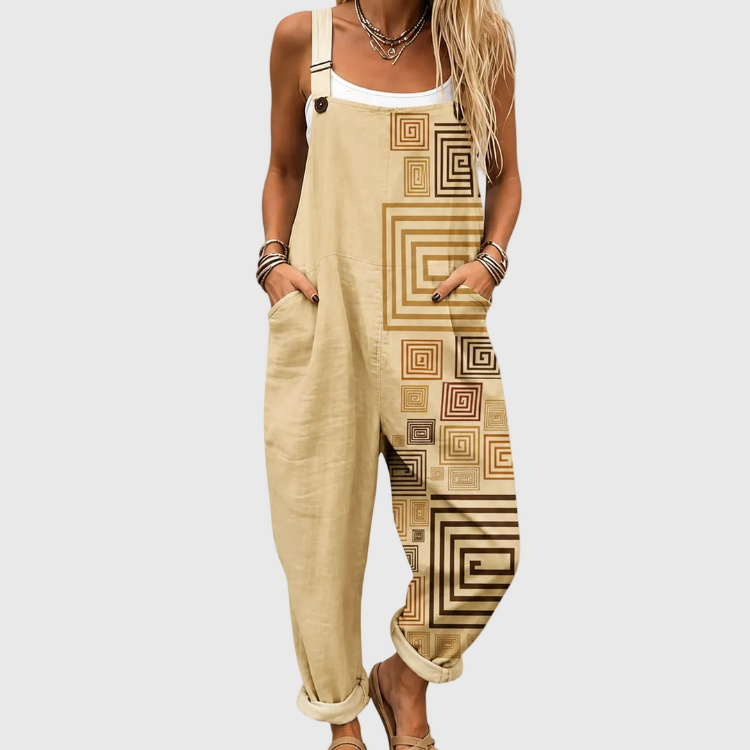 Berit – Avslappnad jumpsuit med geometriskt mönster