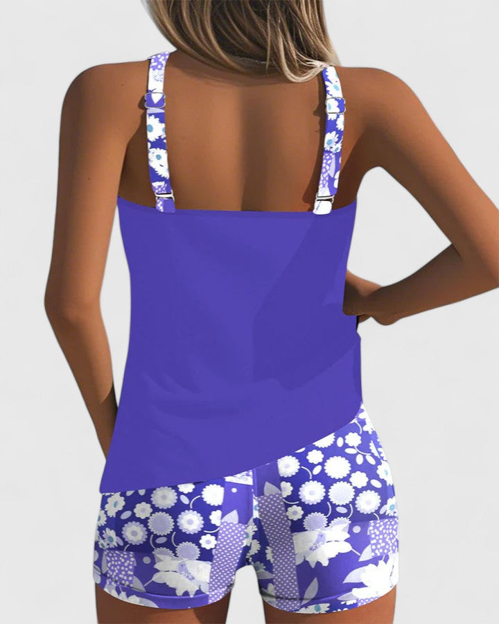 Lilly – Sportig tankini med blommigt mönster