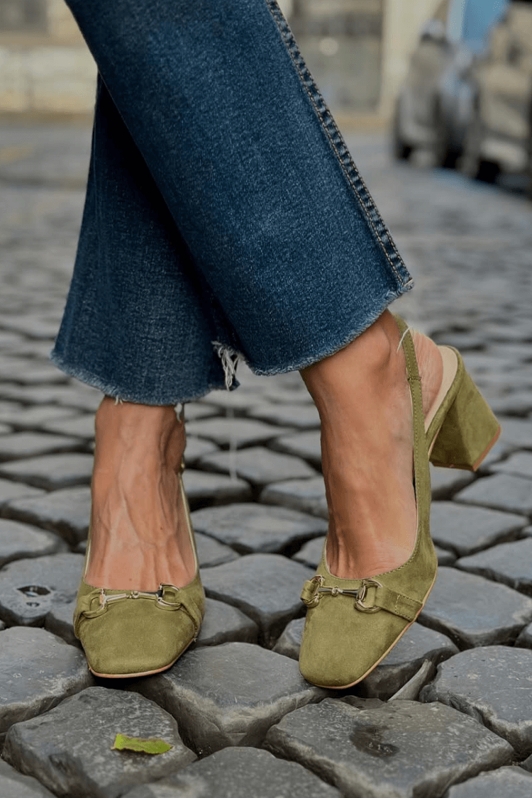 Majken – Slingback med blockklack i mocka