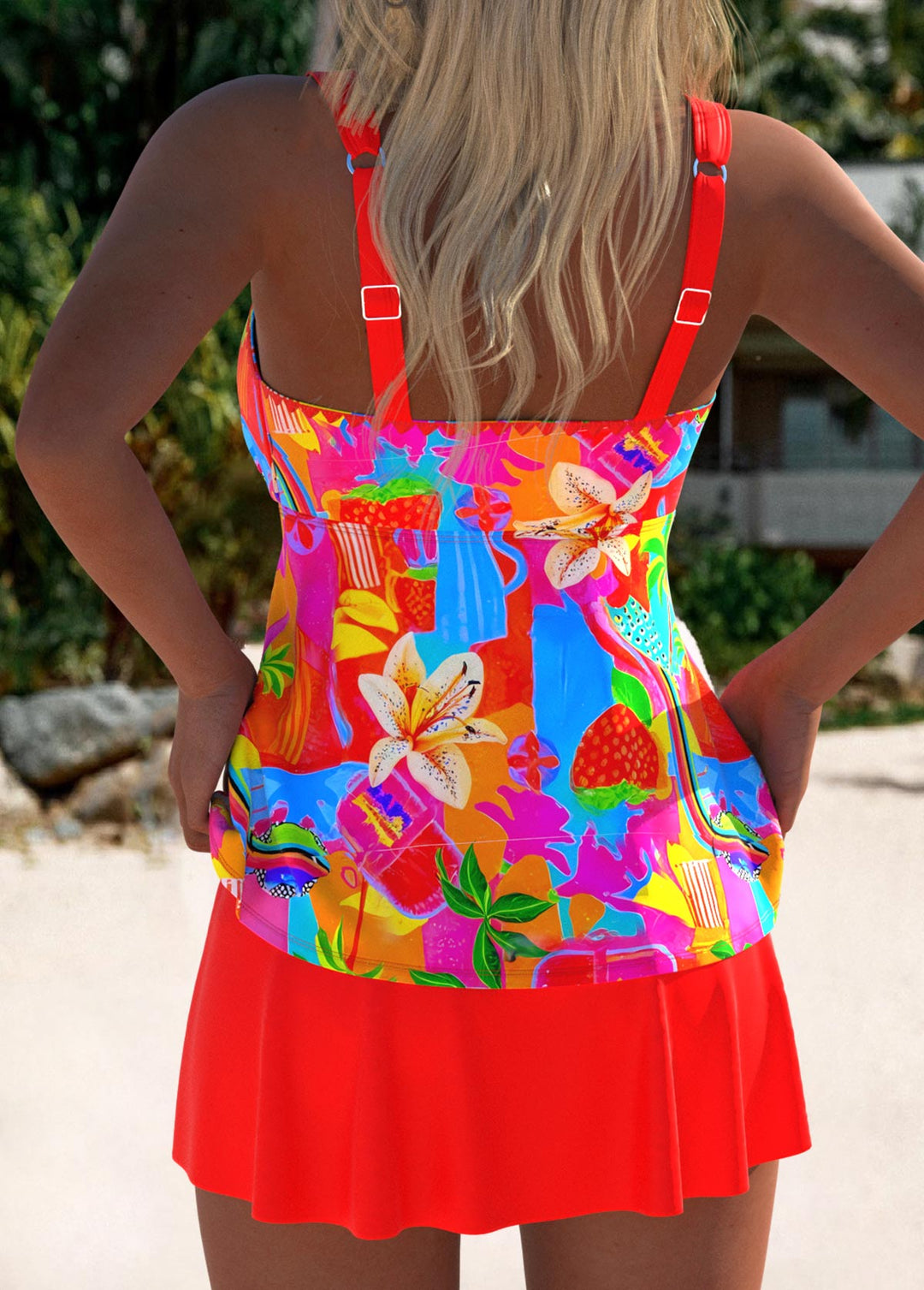 Maja – Blommig tankini med simklänning