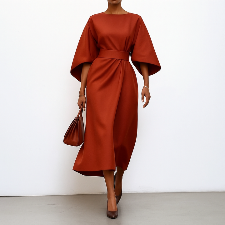 Maria - Maxi Silk Dress with Sleeves