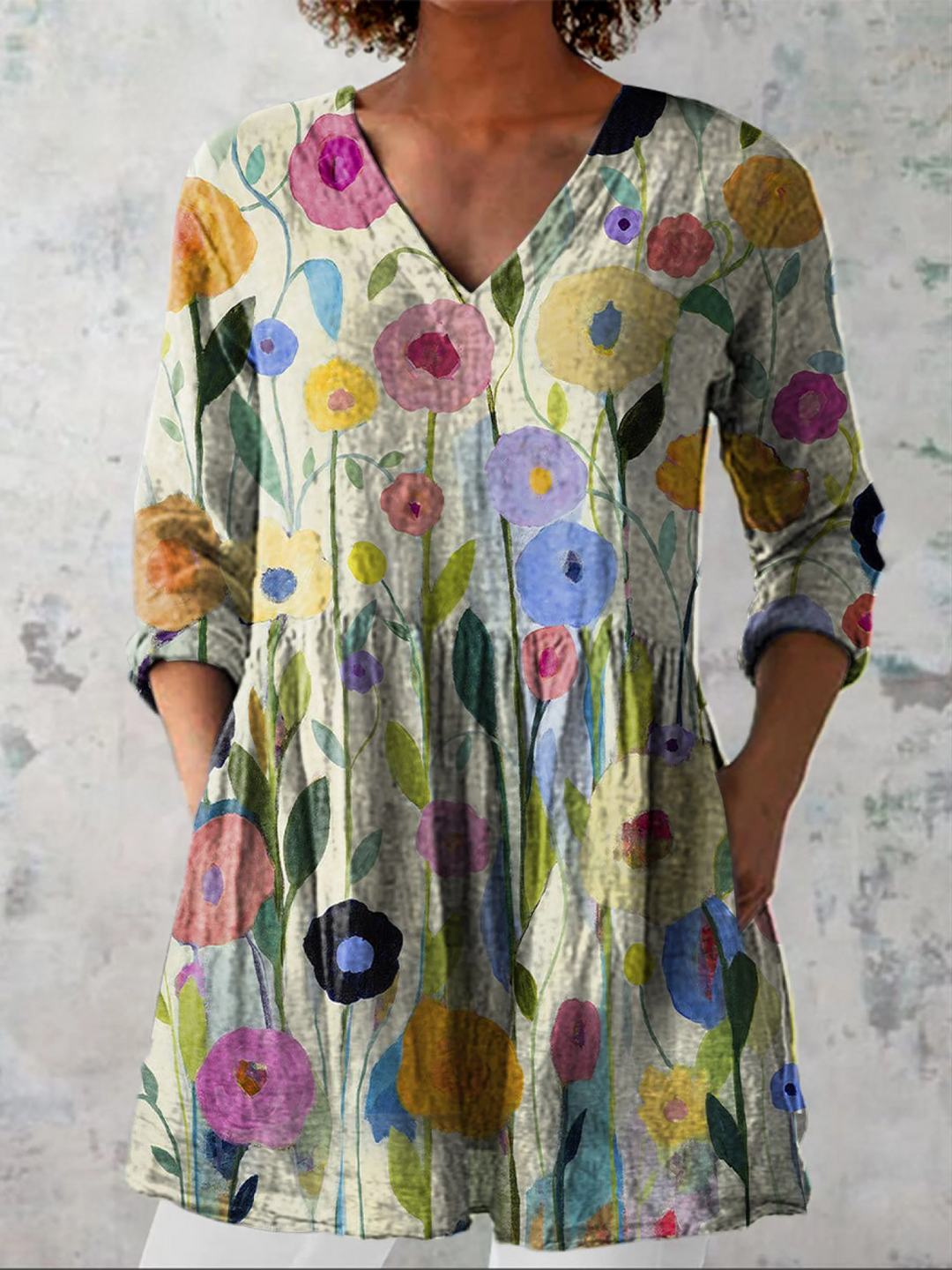 Sonja – Lång blus med v-ringning