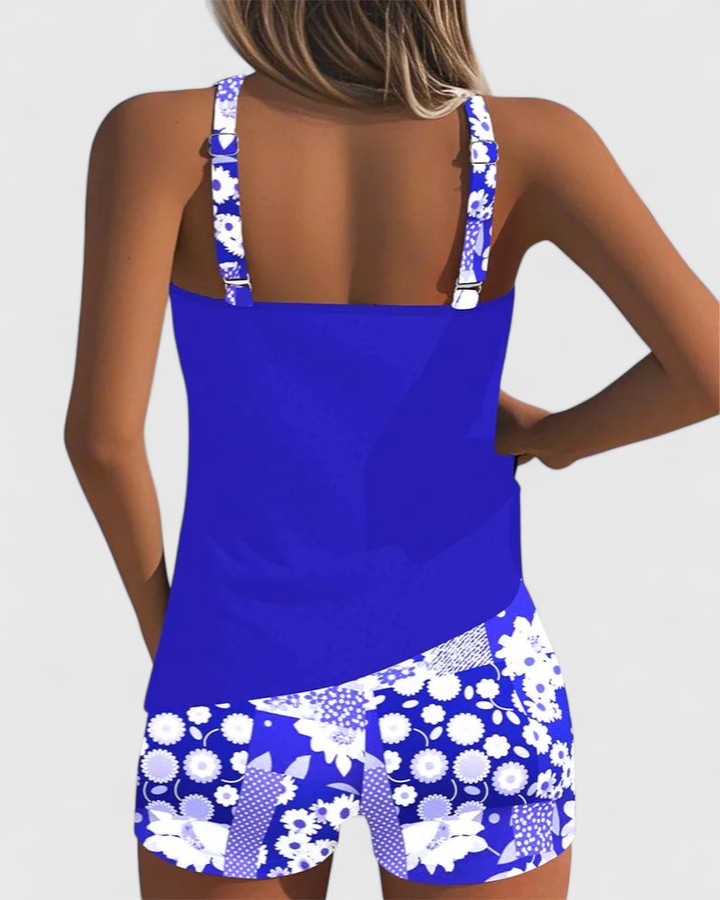 Lilly – Sportig tankini med blommigt mönster