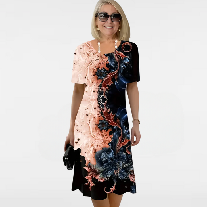 Virella | Printed short-sleeved midi dress