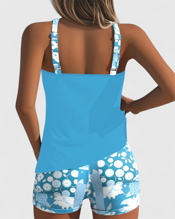 Lilly – Sportig tankini med blommigt mönster