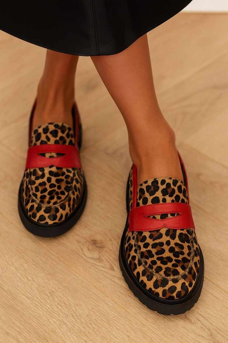 Gerd – Chunky loafers med leopardmönster