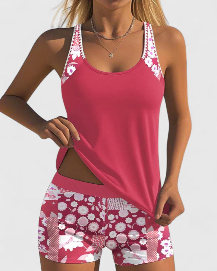 Lilly – Sportig tankini med blommigt mönster