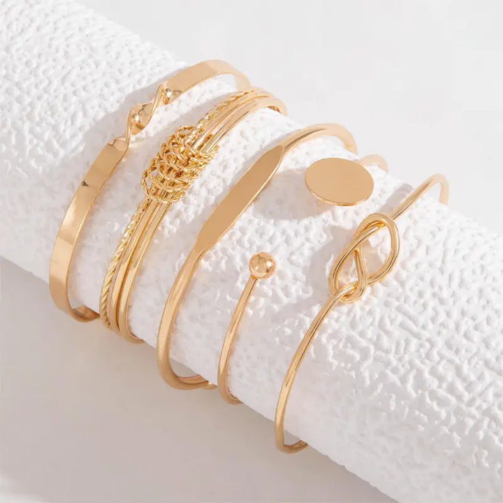 Sophisticated Knot-Elegance Gold Bracelet Set