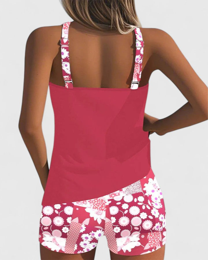 Lilly – Sportig tankini med blommigt mönster