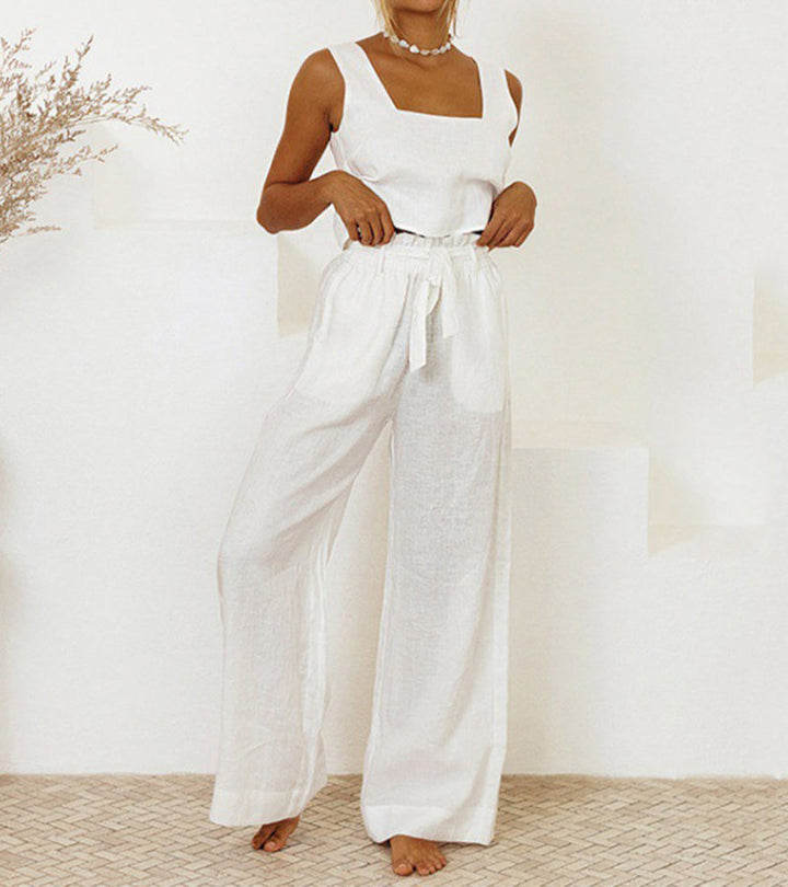 Milena - Minimalistisk topp och vida byxor set