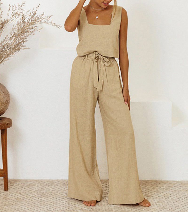 Milena - Minimalistisk topp och vida byxor set