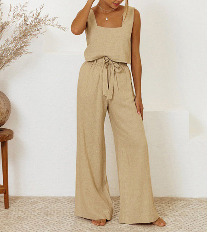 Milena - Minimalistisk topp och vida byxor set