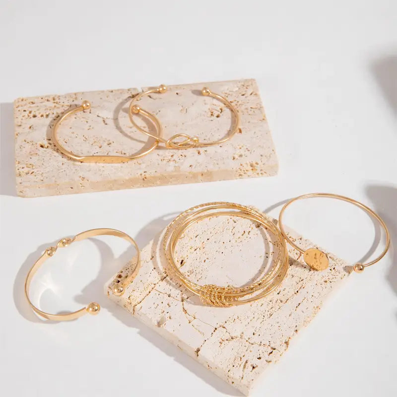 Sophisticated Knot-Elegance Gold Bracelet Set