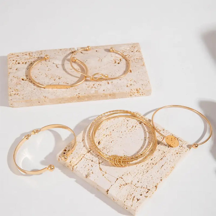 Sophisticated Knot-Elegance Gold Bracelet Set