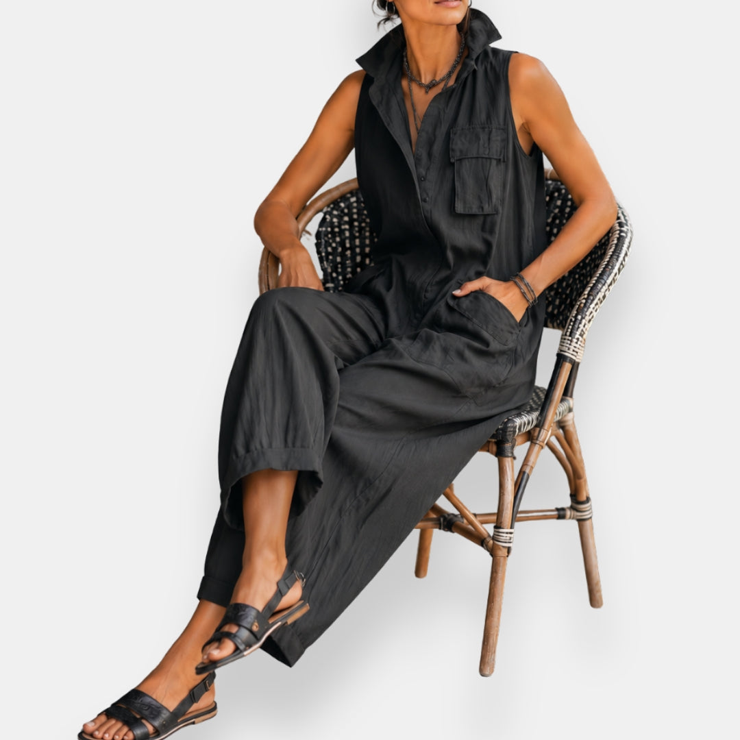 Emelie – Ärmlös jumpsuit med cargofickor