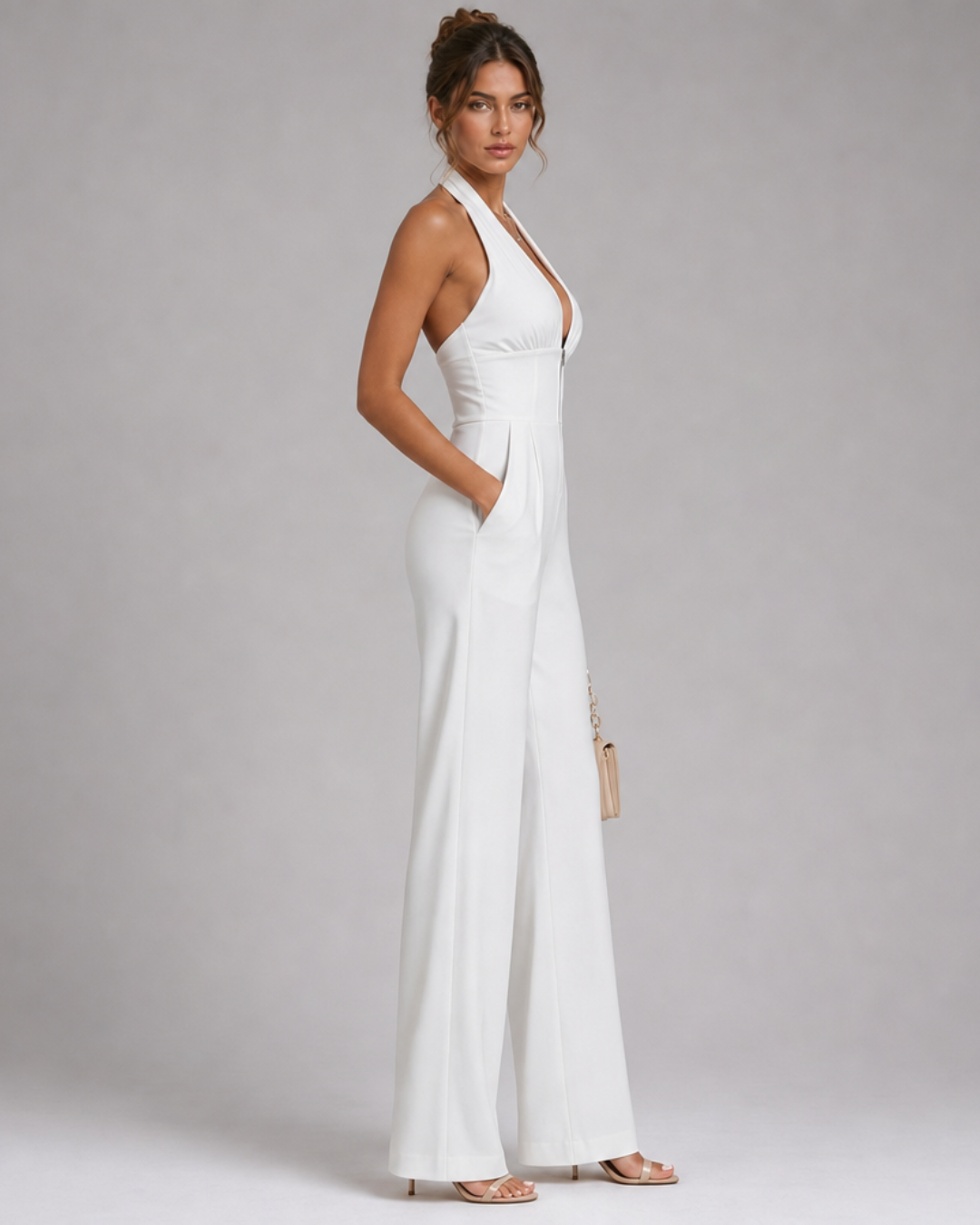 Nymera | Halterneck, vida ben, ärmlös jumpsuit