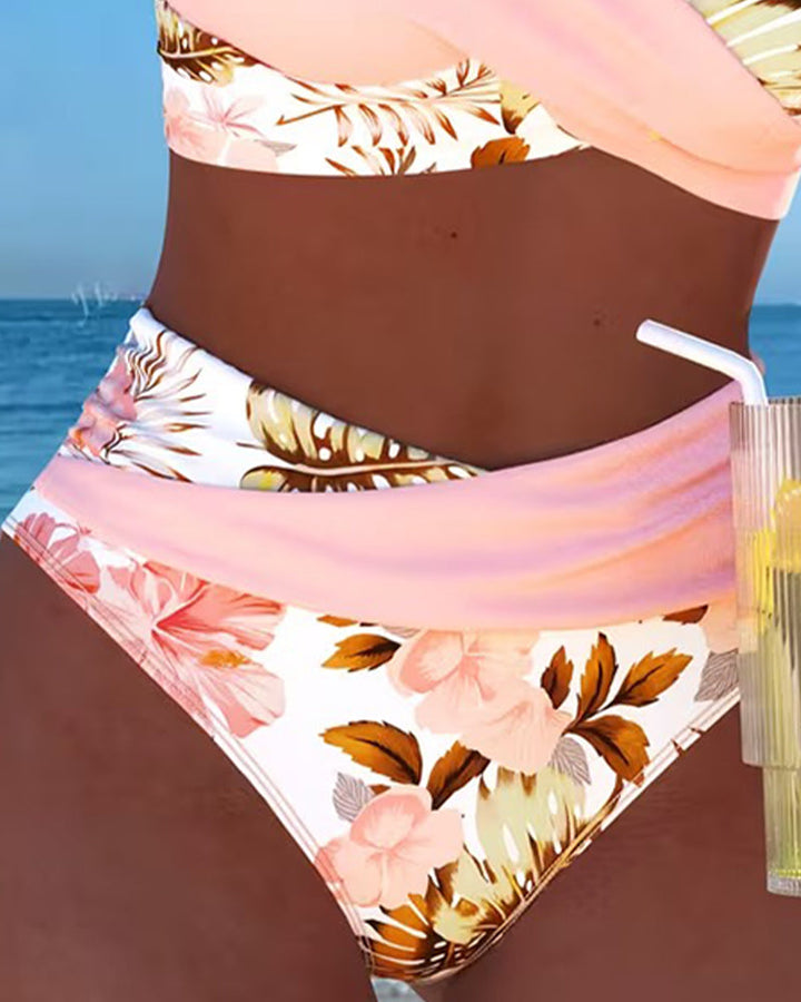 Jolina | Blommig kontrastdelad bikini