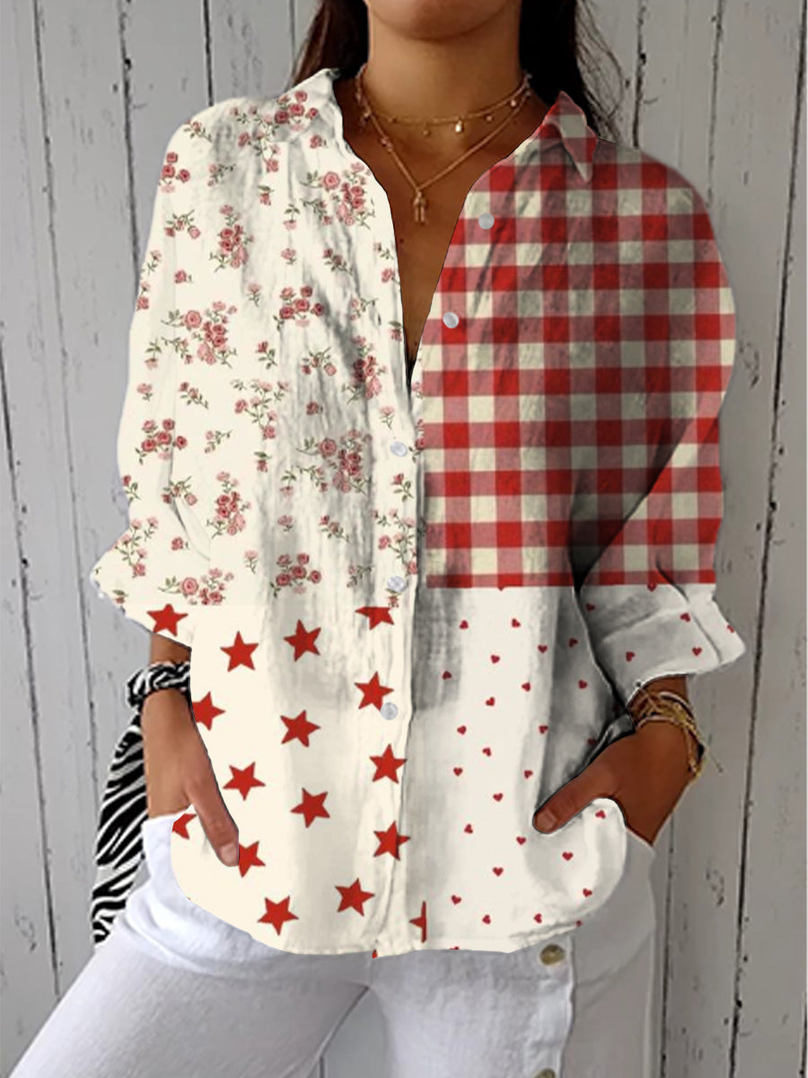 Svea – Lantlig patchworkblus i flera färger