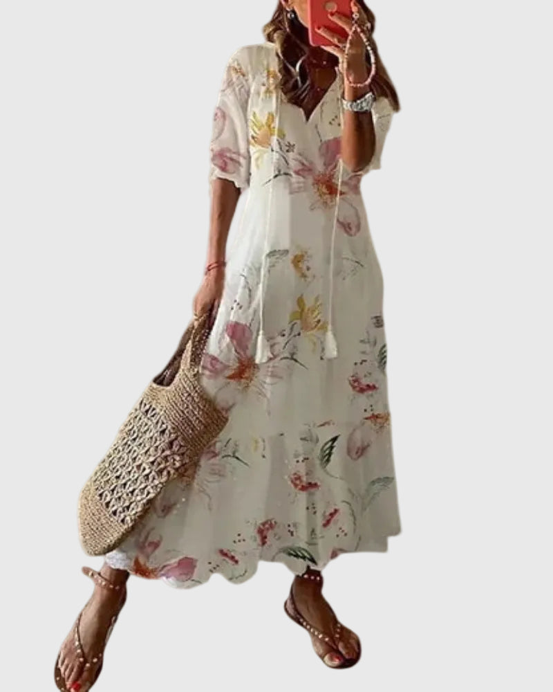 Amalia boho vintage maxiklänning för sommaren