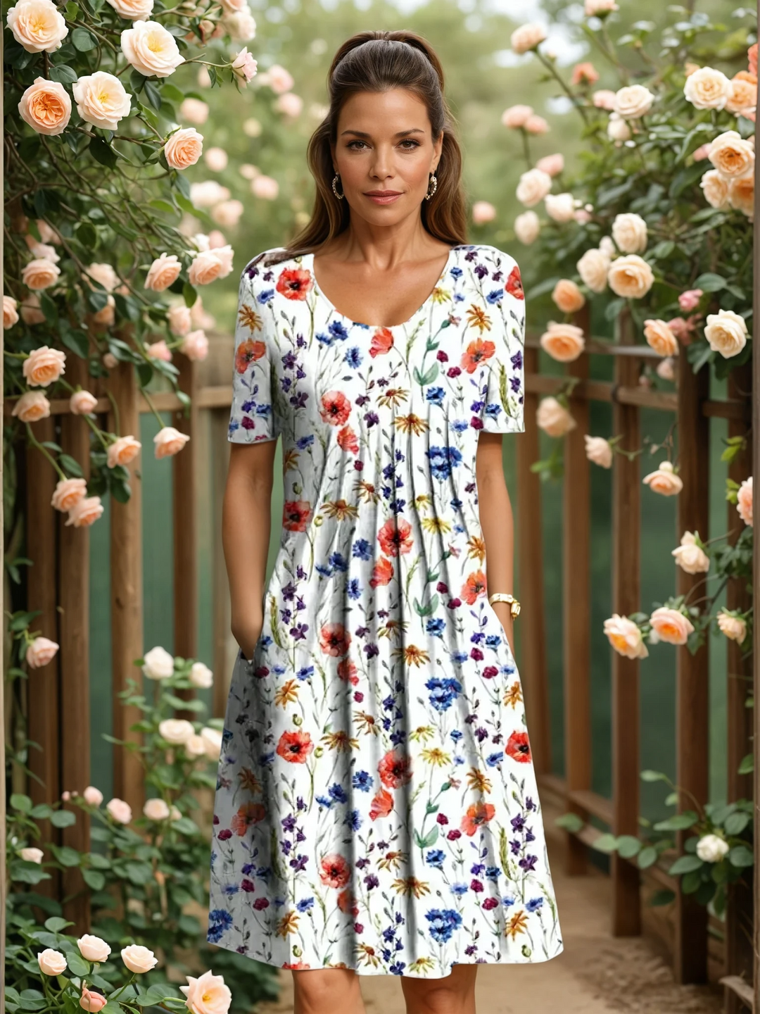 Anita – Blommig klänning med smickrande passform