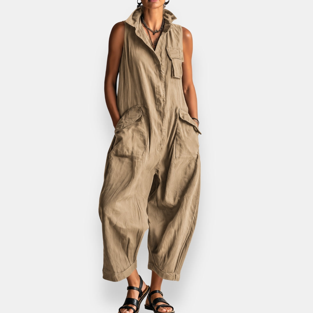 Emelie – Ärmlös jumpsuit med cargofickor