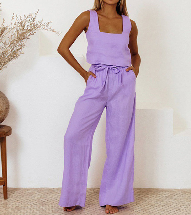 Milena - Minimalistisk topp och vida byxor set