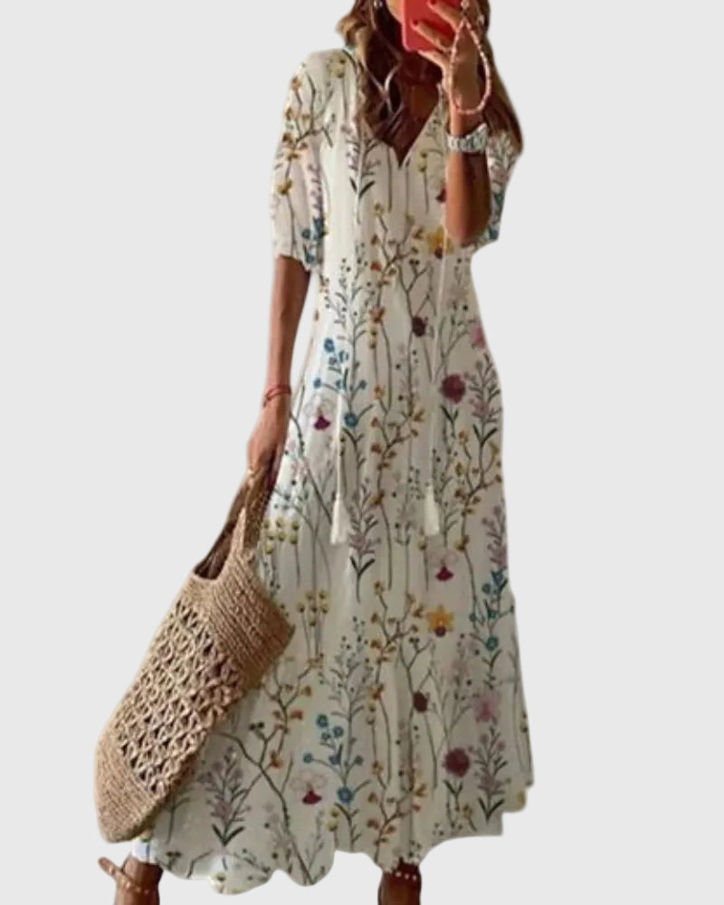 Amalia boho vintage maxiklänning för sommaren