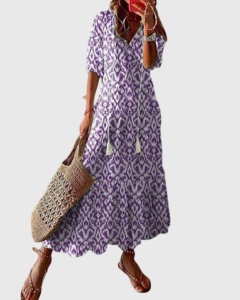 Amalia boho vintage maxiklänning för sommaren