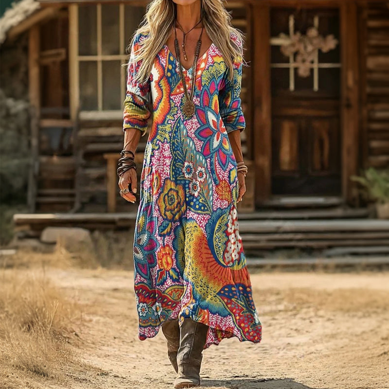 Lilly – Bohemisk maxiklänning med orientaliskt mönster