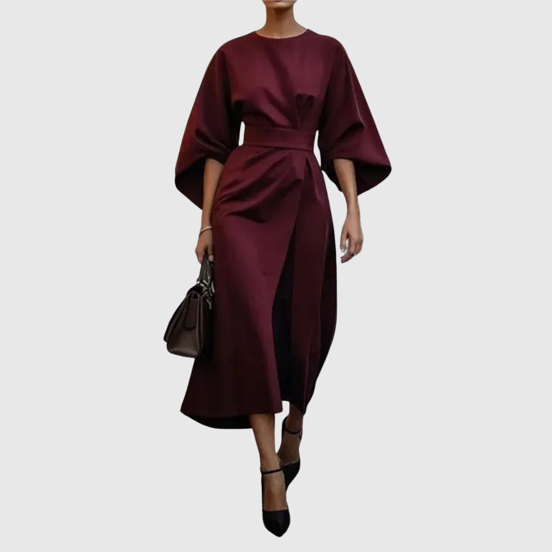 Maria - Maxi Silk Dress with Sleeves