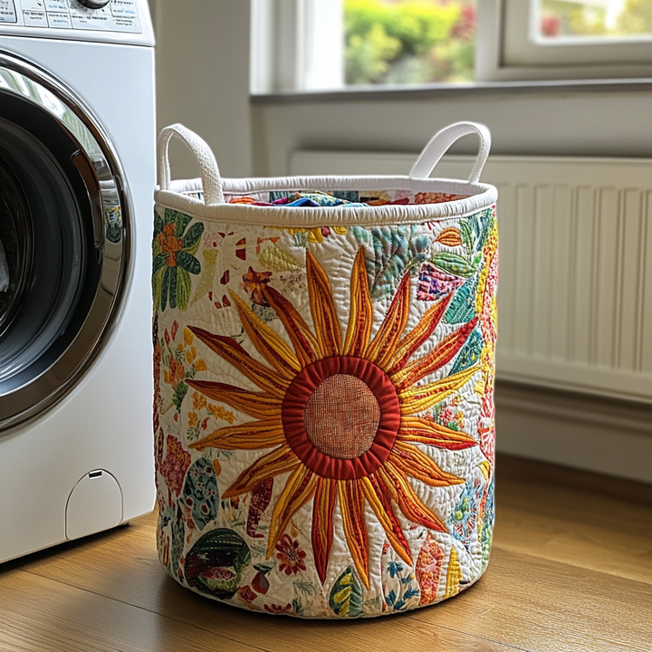 Katarina – Quiltad tvättkorg med blomstermönster