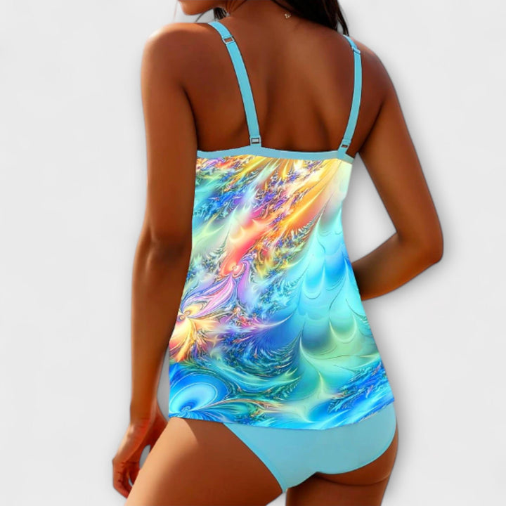 Ulrika – Mönstrad tankini med urringning