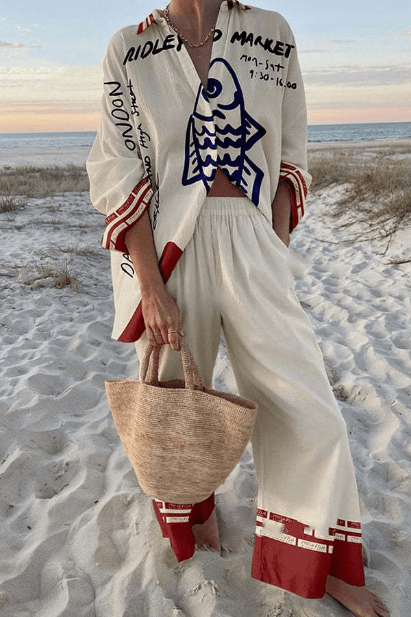 Irma – Avslappnat strandset med grafiskt tryck