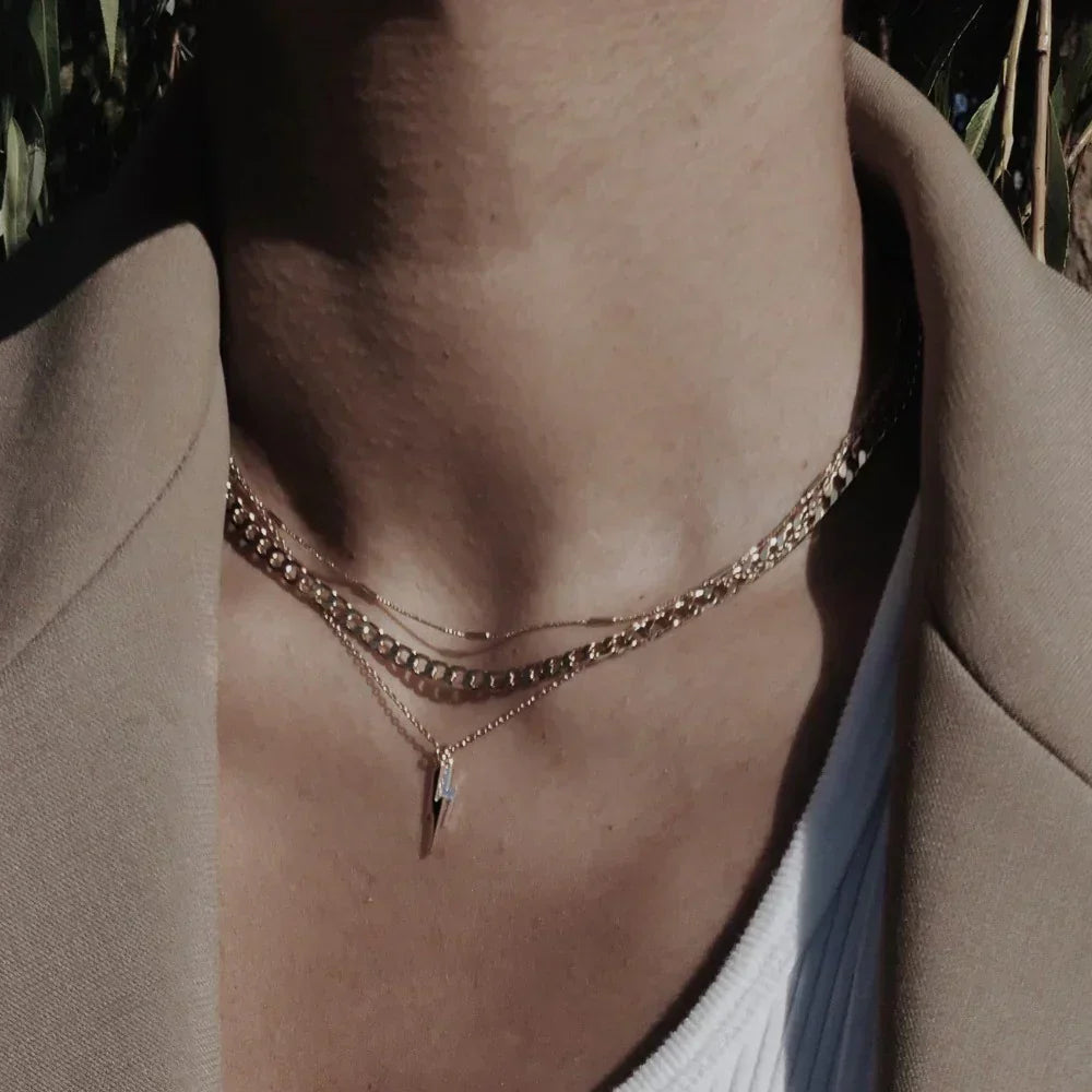 Vintage halsband med platt länkkedja i guld
