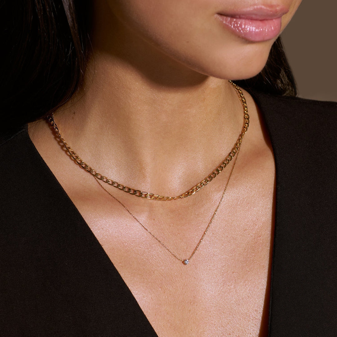 Vintage halsband med platt länkkedja i guld