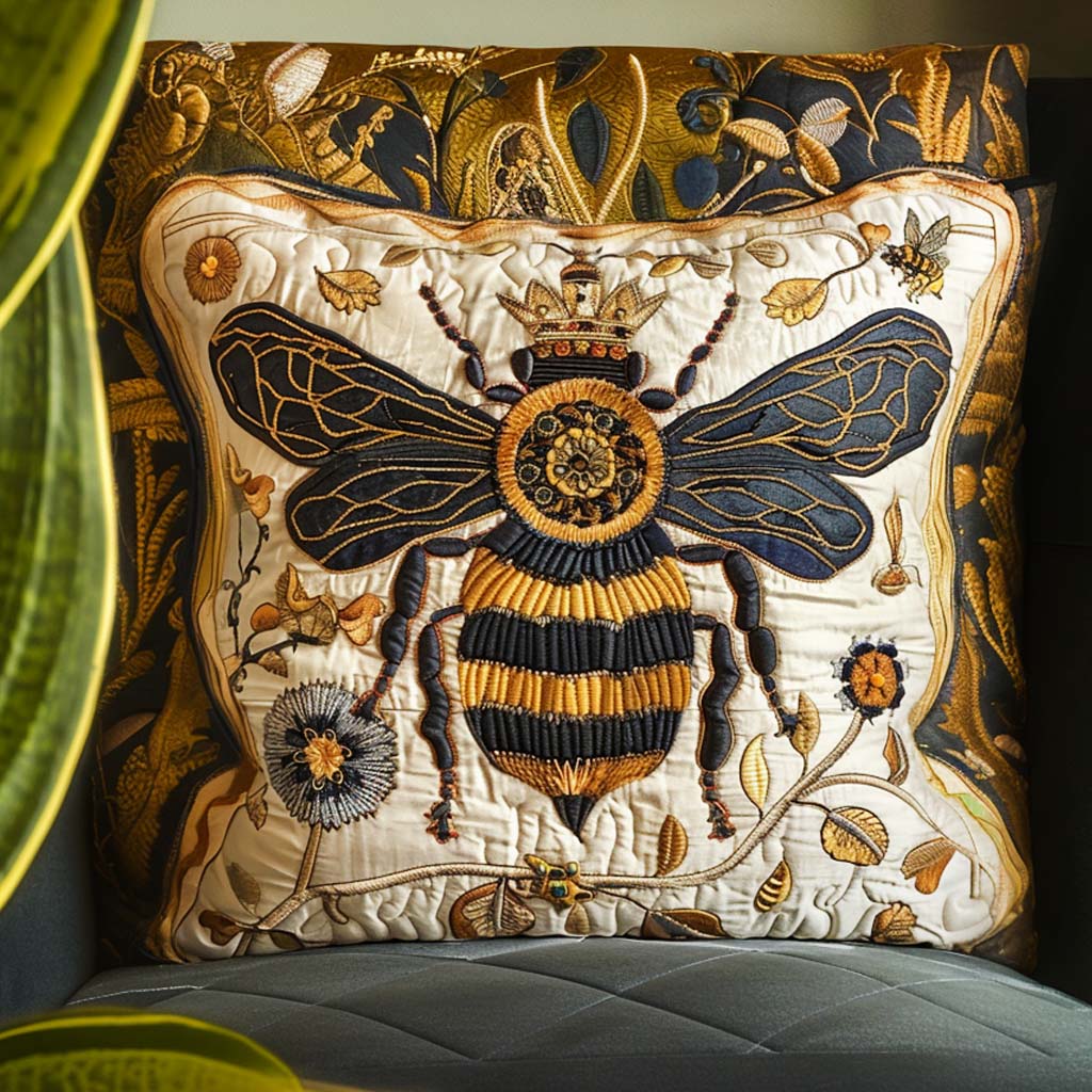 Sigrid – Broderat kuddfodral med drottningbi