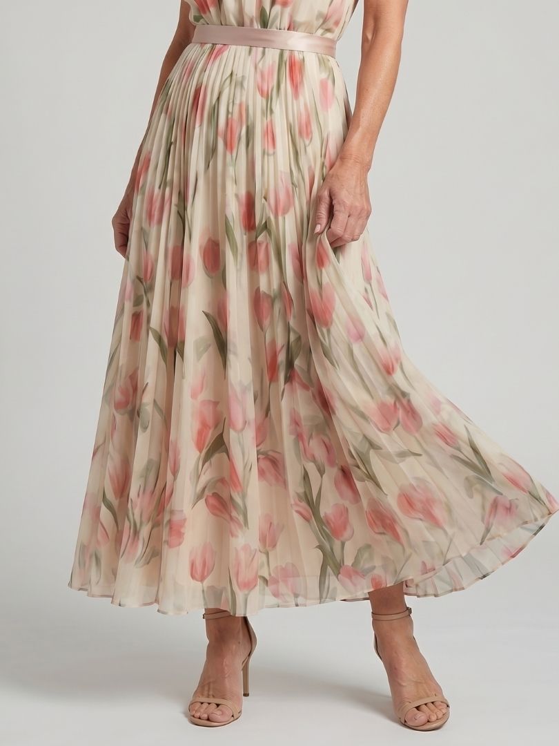 Selma – Halterneck blommig midi-klänning