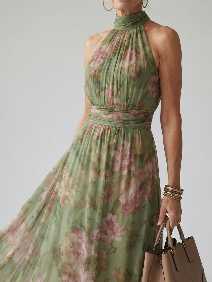 Linnea – Samlad halter midi-klänning