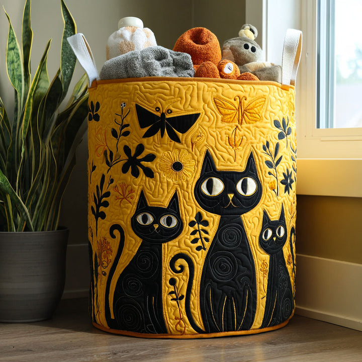 Vendela – Quiltad förvaringskorg med kattmotiv